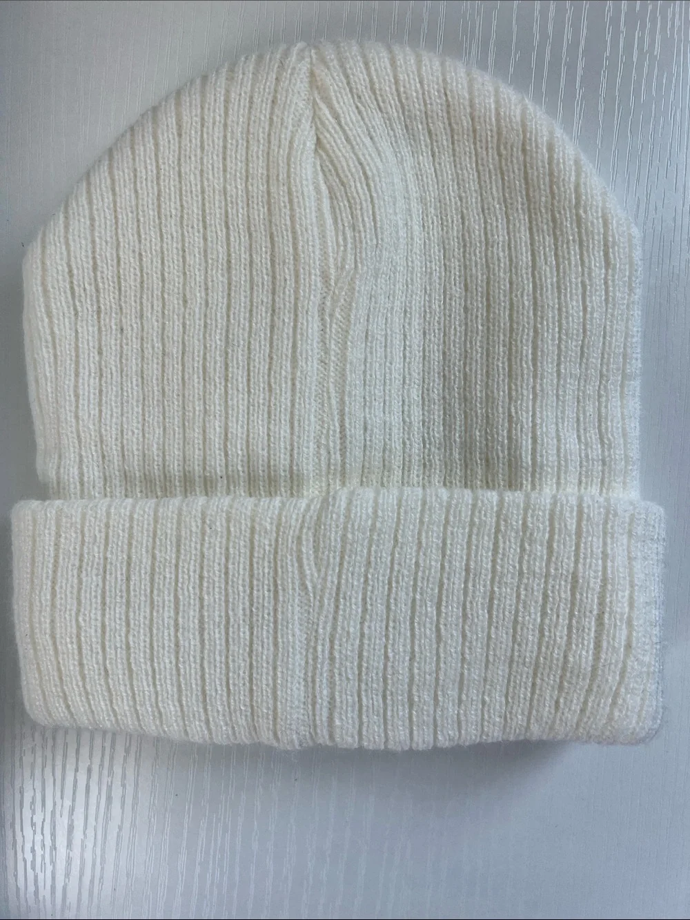 Baby Cream Ribbed Knit Beanie